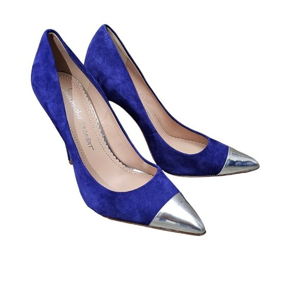 JEAN-MICHEL Eris CAZABAT Suede Metallic Pointed-Toe Pumps - Picture 3 of 12
